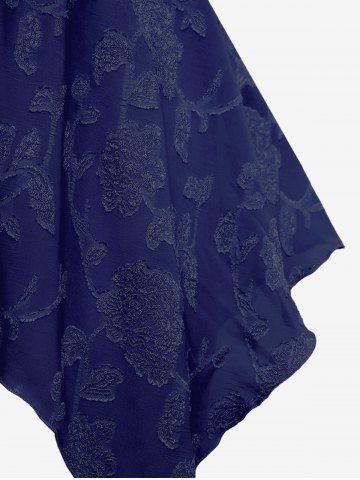 Plus Size Lace Up Grommets Ruffles Ruched Flowers Jacquard Crisscross Asymmetrical Tank Top