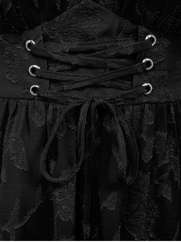Plus Size Lace Up Grommets Ruffles Ruched Flowers Jacquard Crisscross Asymmetrical Tank Top