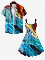 Costume de Plage Grande Taille Imprimé Marbre Coloré - Multi-A 