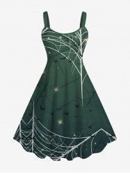 Plus Size Halloween Costume Spider Web Star Bat Print Tank Dress -  