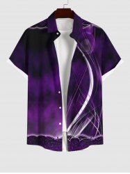 Plus Size Ombre Glitter Light Beam 3D Print Buttons Pocket Hawaii Shirt For Men -  