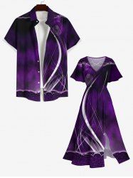 Tenue de Plage à Imprimé Ombre à Revers en Dégradé de Couleurs Brillante 3D pour Femmes - Pourpre  