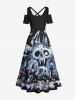 Halloween Costume Skull Tree Castle Moon Cloud Galaxy Print Plus Size Matching Set For Couples -  