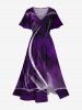Tenue de Plage à Imprimé Ombre à Revers en Dégradé de Couleurs Brillante 3D pour Femmes - Pourpre  