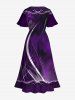 Tenue de Plage à Imprimé Ombre à Revers en Dégradé de Couleurs Brillante 3D pour Femmes - Pourpre  