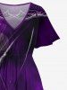 Tenue de Plage à Imprimé Ombre à Revers en Dégradé de Couleurs Brillante 3D pour Femmes - Pourpre  