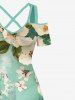 Plus Size Floral Leaf Sea Print Hawaii Crisscross A Line Maxi Dress -  