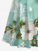 Plus Size Floral Leaf Sea Print Hawaii Crisscross A Line Maxi Dress -  