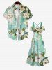 Plus Size Floral Leaf Sea Print Hawaii Crisscross A Line Maxi Dress -  