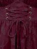 Plus Size Lace Up Grommets Ruffles Ruched Flowers Jacquard Crisscross Asymmetrical Tank Top -  