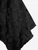 Plus Size Lace Up Grommets Ruffles Ruched Flowers Jacquard Crisscross Asymmetrical Tank Top -  