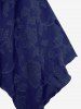 Débardeur Asymétrique Croisé Fleur en Jacquard Grande Taille à Lacets à Volants - Bleu profond 2X | US 18-20