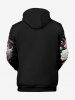 Plus Size Skull Wizard Dragon Phoenix Cloud Rose Flower Print Halloween Pocket Drawstring Pullover Hoodie For Men -  