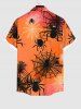 Chemise D'Halloween Boutonnée Toile D'Araignée Imprimée avec Poche de Grande Taille pour Homme - Rouge 3XL