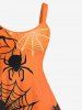 Plus Size Ombre Spider Web Print Halloween Costume A Line Tank Dress -  