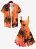 Plus Size Ombre Spider Web Print Halloween Costume A Line Tank Dress -  