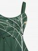 Robe D'Halloween Toile D'Araignée Chauve-souris et Etoile Imprimés de Grande Taille - Vert S