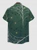 Plus Size Halloween Costume Spider Web Star Bat Print Buttons Pocket Shirt For Men -  