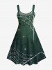 Robe D'Halloween Toile D'Araignée Chauve-souris et Etoile Imprimés de Grande Taille - Vert 5X