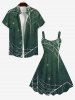Robe D'Halloween Toile D'Araignée Chauve-souris et Etoile Imprimés de Grande Taille - Vert 5X