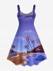 Plus Size Coconut Tree Sun Sea Beach Ombre Print Hawaii Tank Dress -  