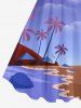 Plus Size Coconut Tree Sun Sea Beach Ombre Print Hawaii Tank Dress -  