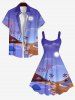 Plus Size Coconut Tree Sun Sea Beach Ombre Print Hawaii Tank Dress -  