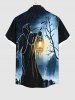 Chemise à boutons et poches pour homme, grande taille, motif arbre, magicien, tombe, lanterne, costume d'Halloween - Multi-A 2XL