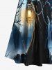 Robe longue croisée à épaules dénudées et imprimé lanternes, costume d'Halloween grande taille - Noir XS