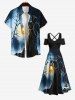Plus Size Halloween Costume Tree Wizard Tomb Lantern Print Cold Shoulder Crisscross Maxi Dress -  