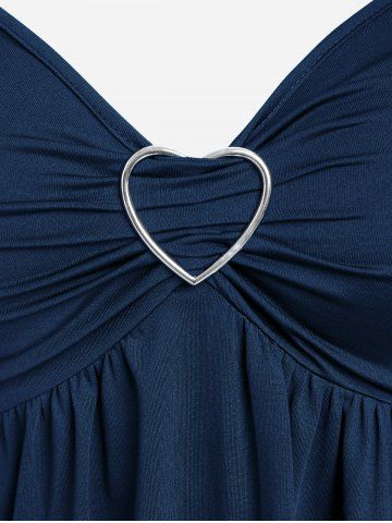 Plus Size Lace Panel Heart-ring Buckles Handkerchiefs Tank Top