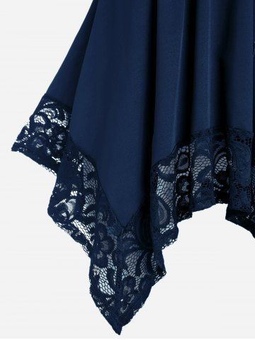 Plus Size Lace Panel Heart-ring Buckles Handkerchiefs Tank Top