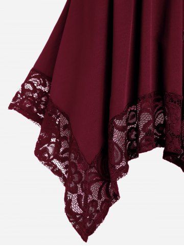 Plus Size Lace Panel Heart-ring Buckles Handkerchiefs Tank Top