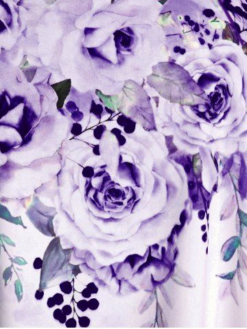 Plus Size & Curve Ombre Color Floral Print Crisscross Modest Tankini Swimsuit