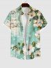 Floral Leaf Sea Print Plus Size Matching Hawaii Beach Outfit For Couples -  