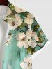 Floral Leaf Sea Print Plus Size Matching Hawaii Beach Outfit For Couples -  