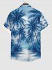 Costume de Plage Grande Taille Imprimé Ombre Cocotier pour la Plage - Bleu Ciel 