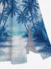 Costume de Plage Grande Taille Imprimé Ombre Cocotier pour la Plage - Bleu Ciel 