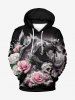 Ensemble Costume D'Halloween Imprimé Rose Crâne et Nuage Grande Taille pour Couples - Noir 
