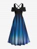 Ombre Glitter Light Beam 3D Print Plus Size Matching Hawaii Beach Outfit For Couples -  