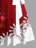 Robe Volantée Imprimé Flocon de Neige et Clochette de Noël - Rouge 
