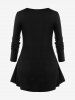 Plus Size Pumpkin Bat Cross Tombstone Glitter Moon Print Halloween Ombre Long Sleeves T-shirt -  