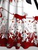 Christmas Snowflake Elk Sleigh Ride Print Crisscross Bowknot Belted Dress -  