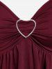Plus Size Lace Panel Heart-ring Buckles Handkerchiefs Tank Top -  