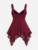 Plus Size Lace Panel Heart-ring Buckles Handkerchiefs Tank Top -  