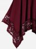 Plus Size Lace Panel Heart-ring Buckles Handkerchiefs Tank Top -  