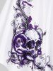 Plus Size & Curve Halter Plaid Skull Print Backless Gothic Modest Tankini  Swimsuit -  