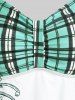 Plus Size & Curve Halter Plaid Skull Print Backless Gothic Modest Tankini  Swimsuit -  