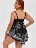 Plus Size & Curve Paisley Handkerchief Padded Modest Tankini  Swimsuit -  