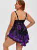 Plus Size & Curve Paisley Handkerchief Padded Modest Tankini  Swimsuit -  